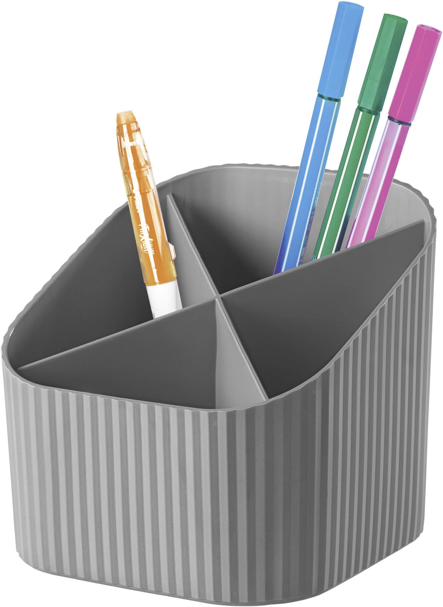 HAN 17230-191, Schreibtischköcher X-LOOP, modernes, Innovatives, attraktives Design in höchster Qualität, 4 Fächer, dunkelgrau