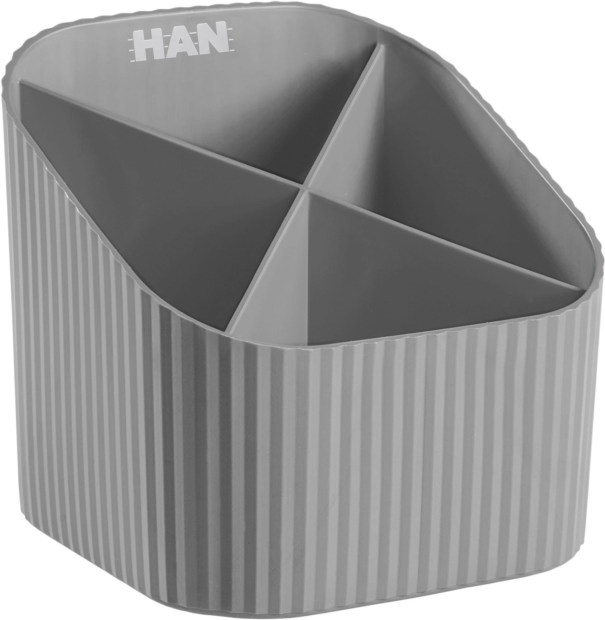 HAN 17230-191, Schreibtischköcher X-LOOP, modernes, Innovatives, attraktives Design in höchster Qualität, 4 Fächer, dunkelgrau