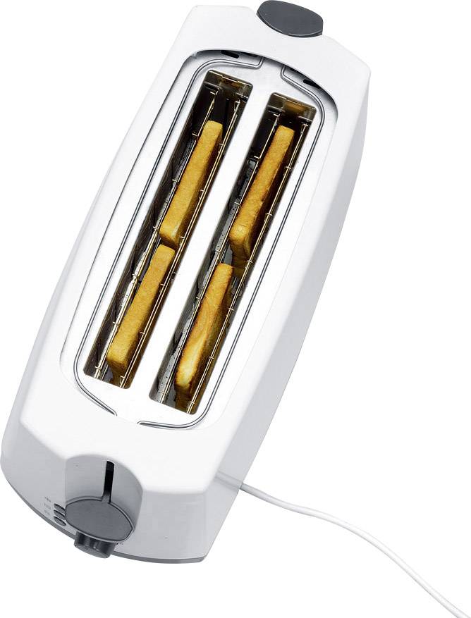 Severin AT 2234 Doppel-Langschlitztoaster mit Brötchenaufsatz Weiß, Grau