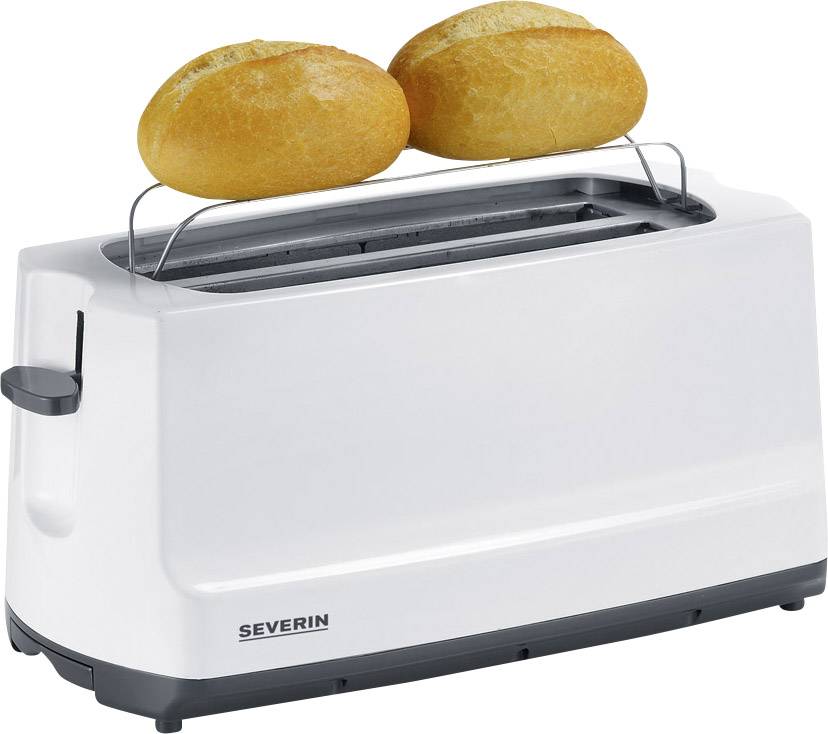 Severin AT 2234 Doppel-Langschlitztoaster mit Brötchenaufsatz Weiß, Grau