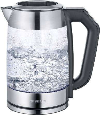 Severin WK 3477 Wasserkocher Glas, Edelstahl (gebürstet), Schwarz Fassungsvermögen: 1.7 l