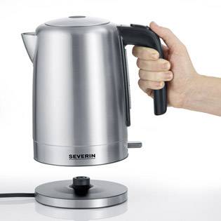 Severin WK 3497 Wasserkocher schnurlos Edelstahl (gebürstet), Schwarz