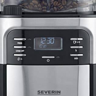 Severin KA 4810 Kaffeemaschine Edelstahl (gebürstet), Schwarz Fassungsvermögen Tassen=10 mit Mahlwerk, Timerfunktion