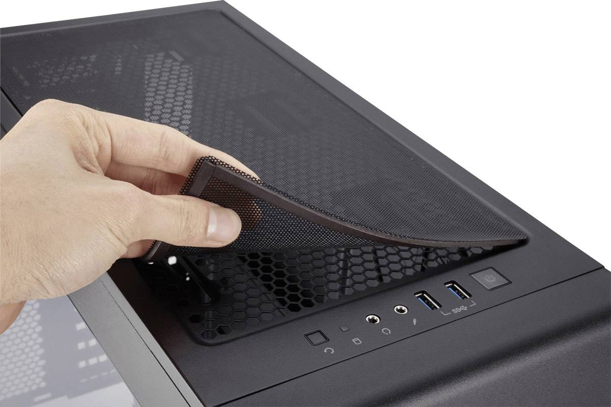 Corsair Midi-Tower PC-Gehäuse Carbide Clear 400C Schwarz 2 vorinstallierte Lüfter, Seitenfenster, Staubfilter, Werkzeugfreie