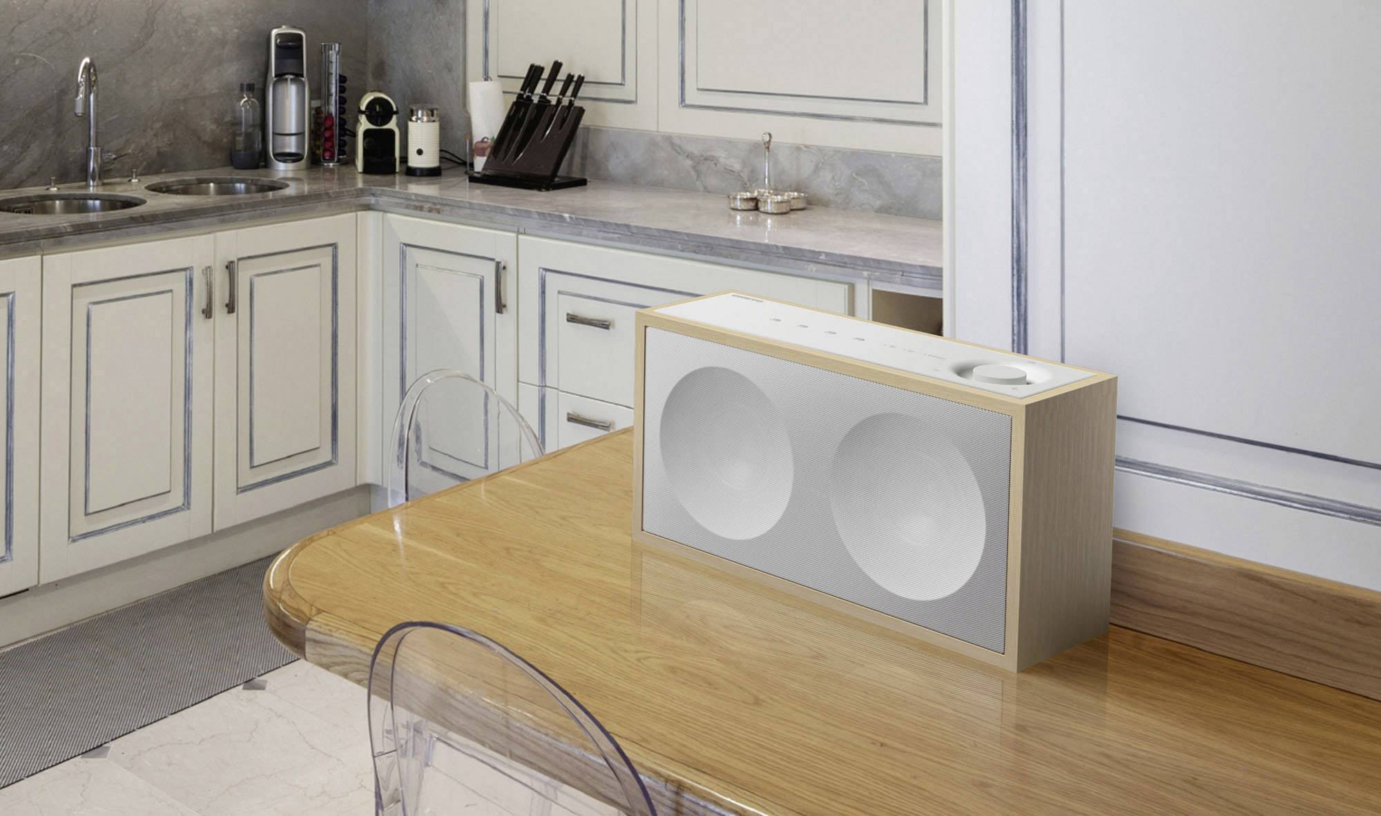 Onkyo NCP-302-W Multiroom Lautsprecher AUX, Bluetooth®, LAN, WLAN Weiß, Holz