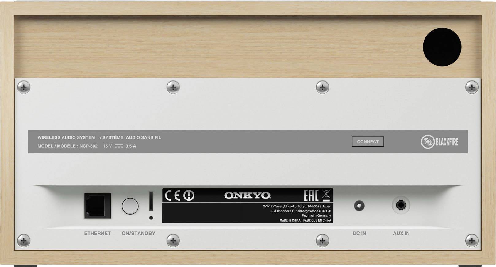 Onkyo NCP-302-W Multiroom Lautsprecher AUX, Bluetooth®, LAN, WLAN Weiß, Holz