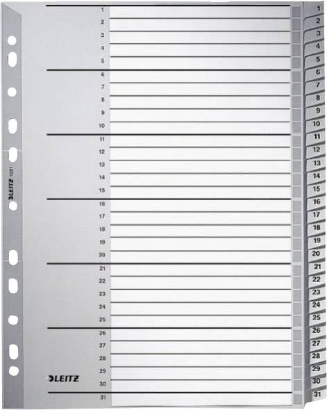 Registerblatt mit 31 nummerierten Feldern für Akten. Lochung auf der linken Seite zur Ablage in Ordnern.