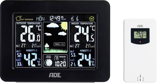 ADE mit Außensensor WS 1503 Funk-Wetterstation Vorhersage für 1 Tag