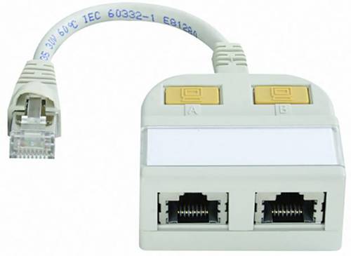 RJ45 ISDN Y-Adapter [2x RJ45-Buchse - 1x RJ45-Stecker] 15.00cm Lichtgrau (RAL 7035)