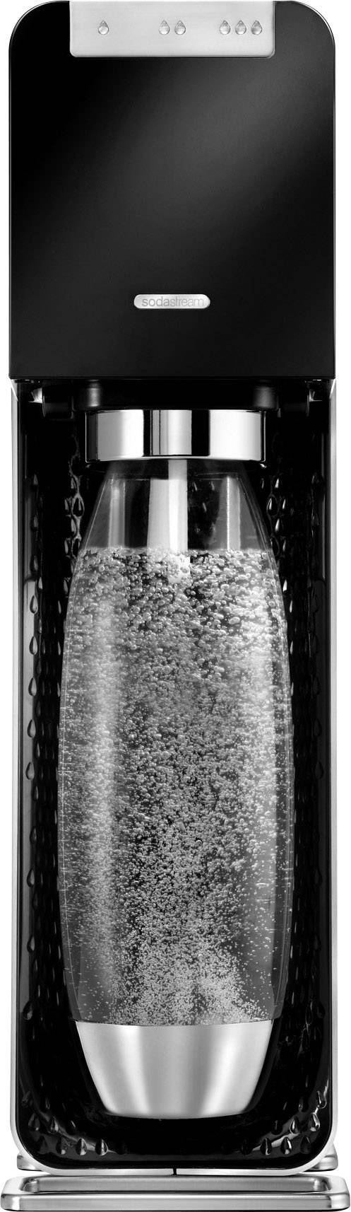 Sodastream Wassersprudler POWER Aluminium, Schwarz inkl. 1 PET-Flasche, und 1 CO2-Zylinder