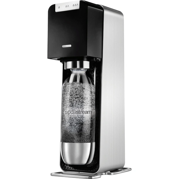 Sodastream Wassersprudler POWER Aluminium, Schwarz inkl. 1 PET-Flasche, und 1 CO2-Zylinder