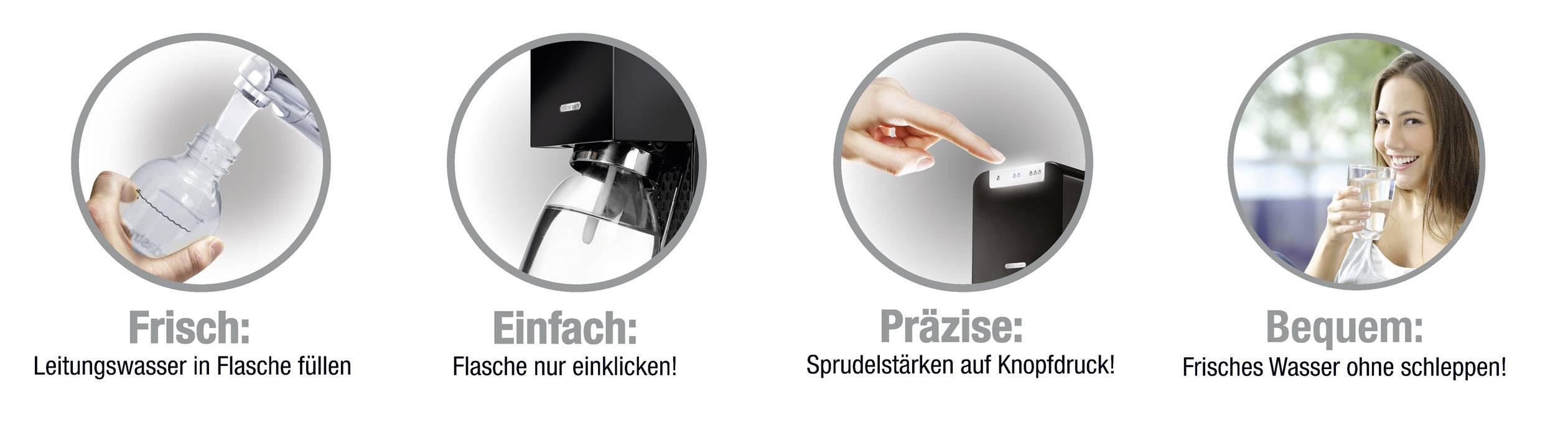 Sodastream Wassersprudler POWER Aluminium, Schwarz inkl. 1 PET-Flasche, und 1 CO2-Zylinder