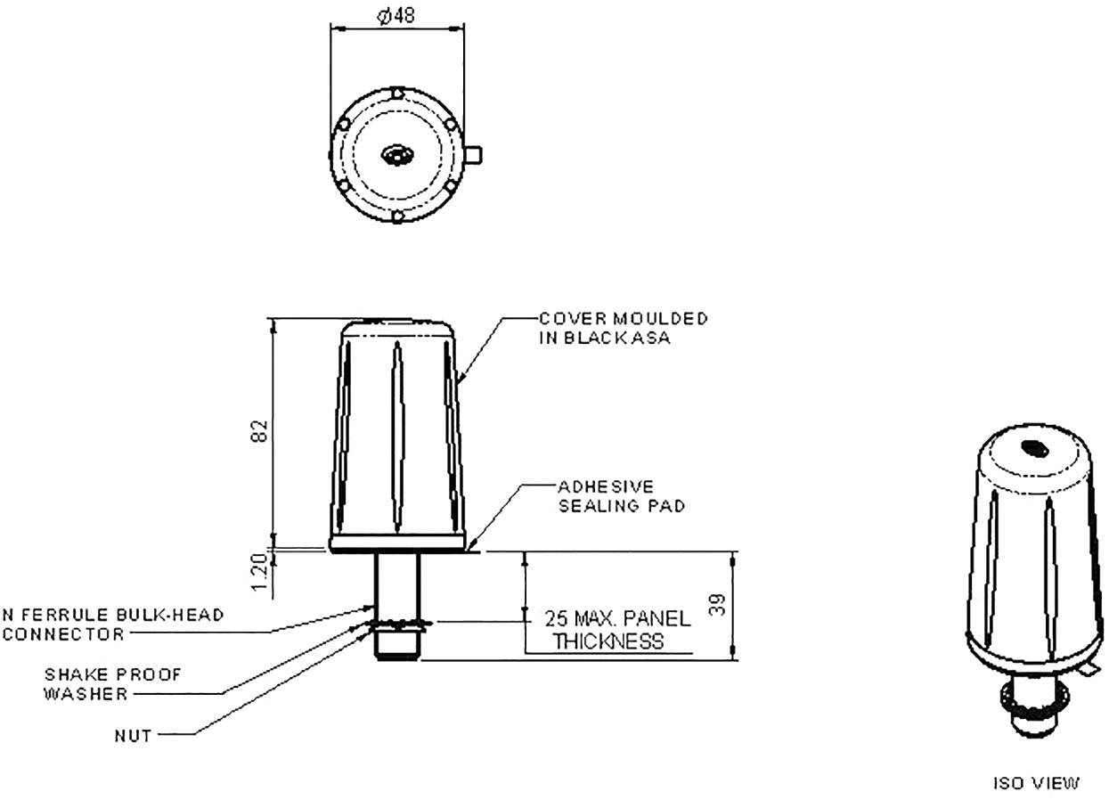 Wittenberg Antennen WB 15 Kfz-Festeinbau-Antenne, Festmontage-Antenne GSM, UMTS, LTE