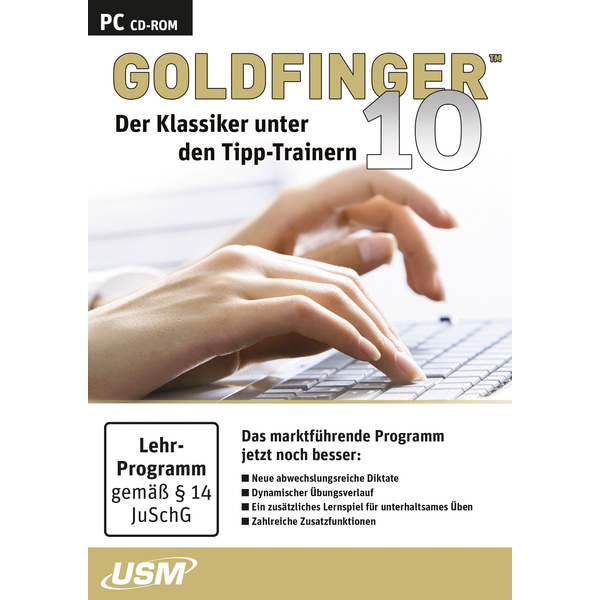 Goldfinger 10 - Der ultimative Tipp-Trainer Vollversion, 1 Lizenz Windows Lern-Software, 10-Finger-System