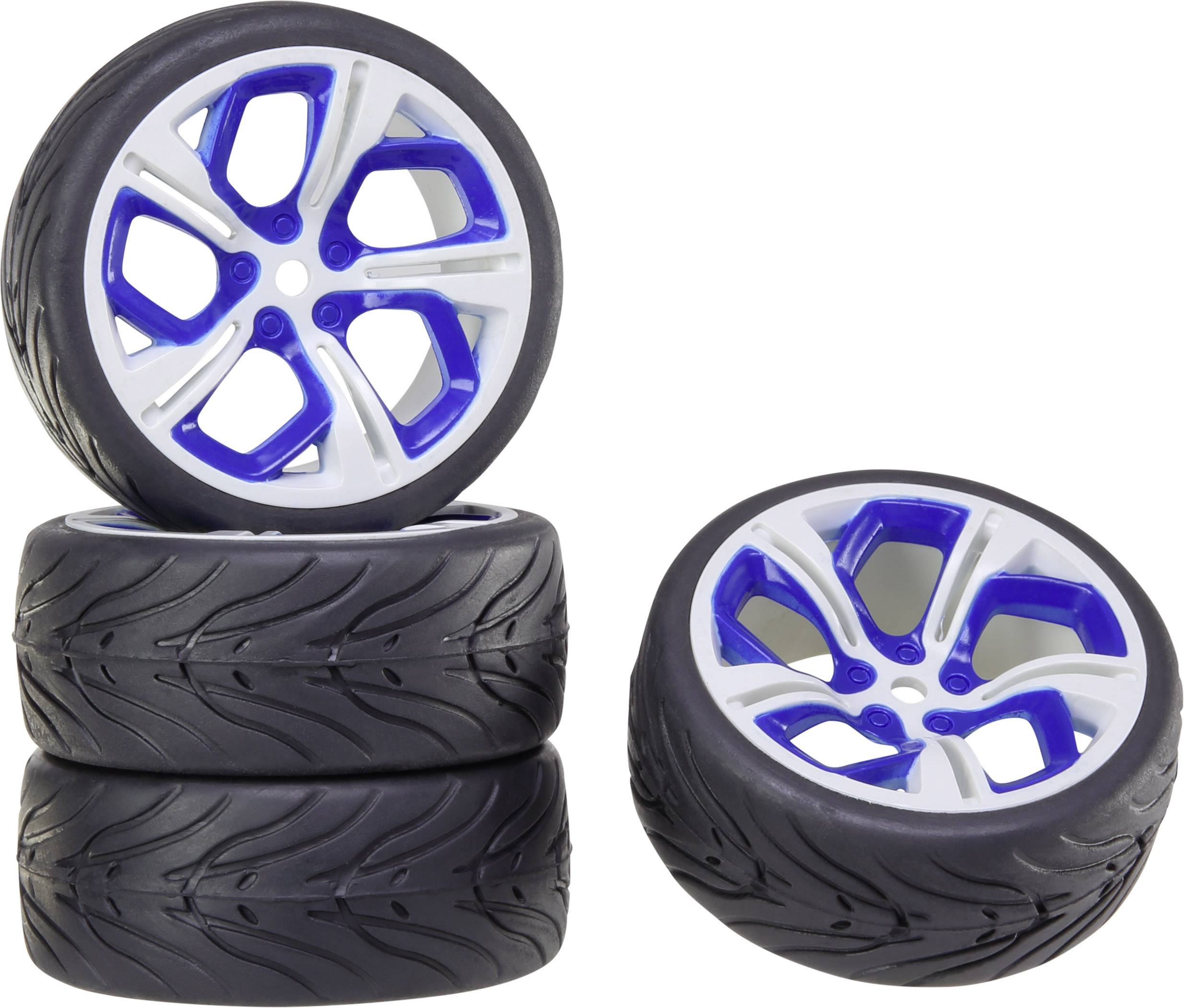 Reely 1:10 Straßenmodell Kompletträder On-Road 5-Speichen Weiß-Blau 1 St.