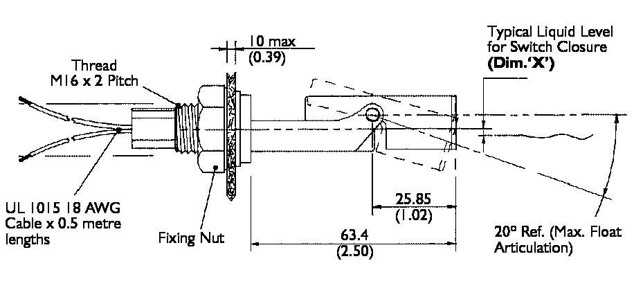 TE Connectivity Sensor LDS803-51 Schwimmerschalter 250 V/AC, 100 V/DC 1A 1 Schließer, 1 Öffner IP65 1St.