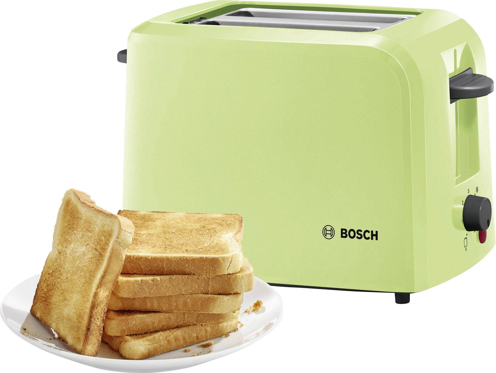 Bosch Haushalt TAT3A016 Toaster mit eingebautem Brötchenaufsatz Hellgrün (transparent)