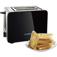 Bosch Haushalt TAT7203 Toaster mit eingebautem Brötchenaufsatz Edelstahl, Schwarz Bosch Haushalt TAT7203 Toaster mit eingebautem Brötchenaufsatz Edelstahl, Schwarz