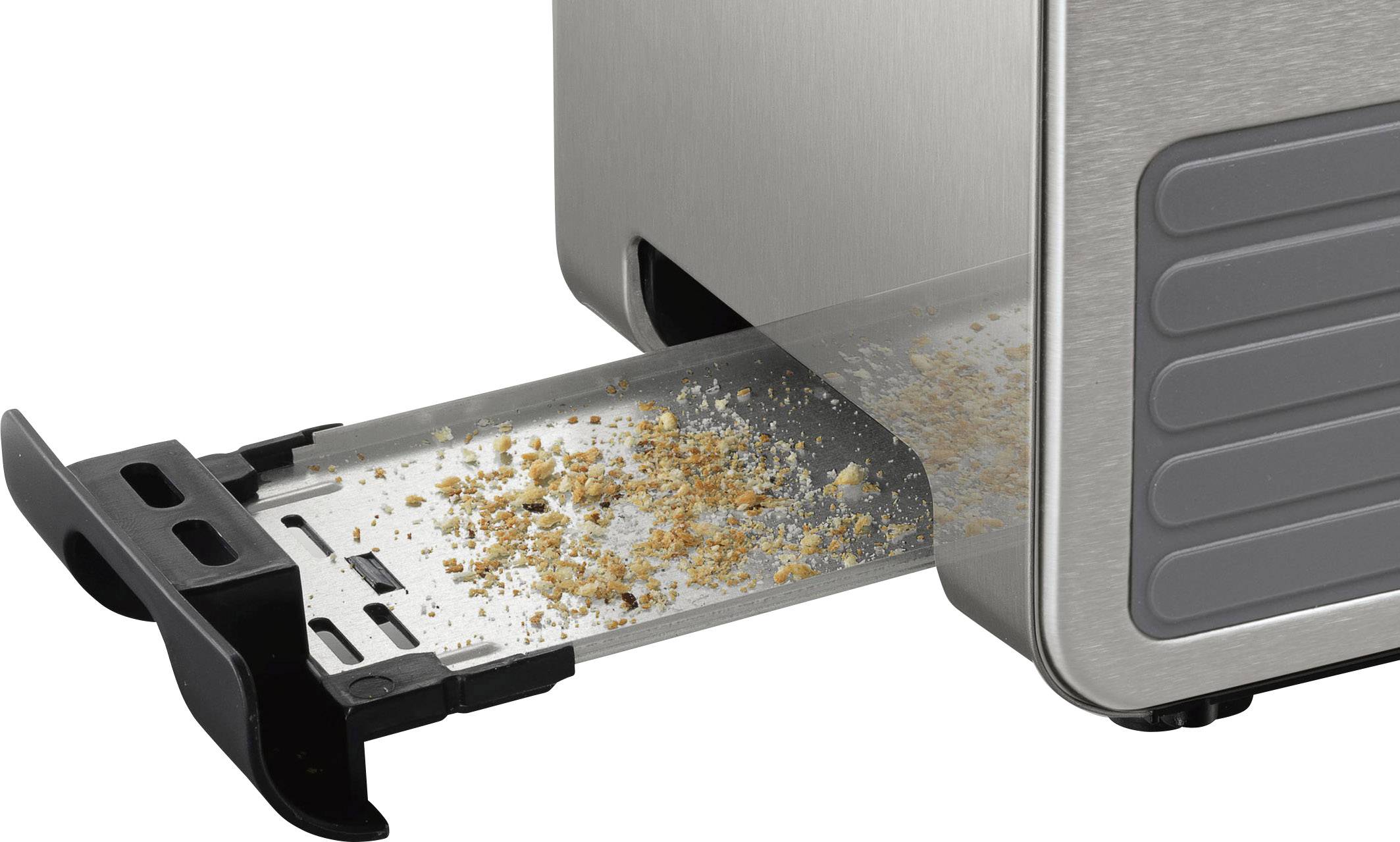 Bosch Haushalt TAT7S25 Toaster mit eingebautem Brötchenaufsatz Edelstahl, Schwarz