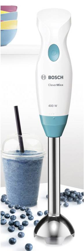 Bosch Haushalt MSM2410DW Stabmixer 400 W mit Mixbecher Weiß, Hellblau