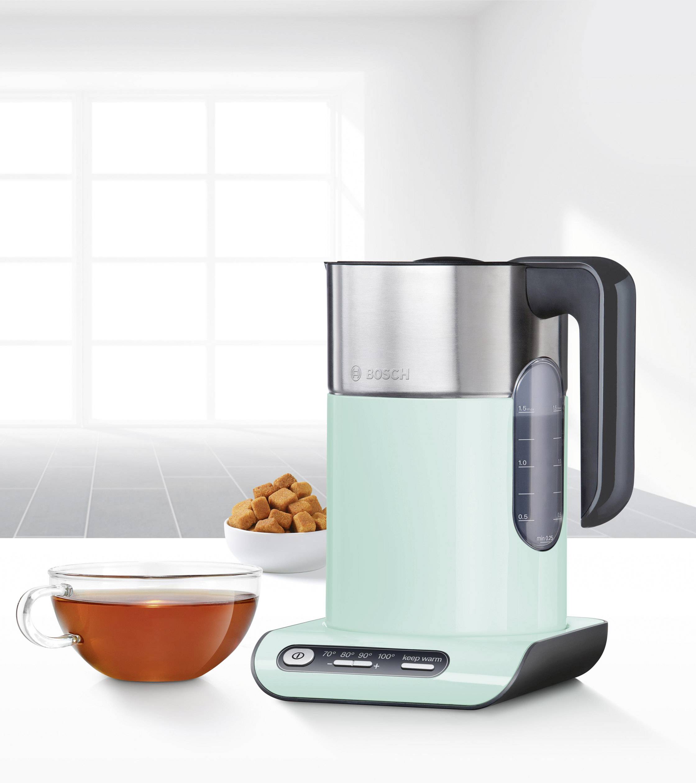 Bosch Haushalt TWK8612P Wasserkocher Hellgrün, Edelstahl Fassungsvermögen: 1.5 l