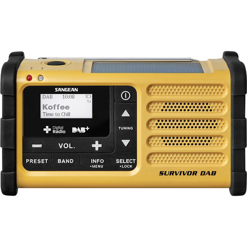 Radio d'extérieur Sangean Survivor DAB DAB+, FM radio d'urgence fonction de charge de la batterie, lampe de poche, rechargeable