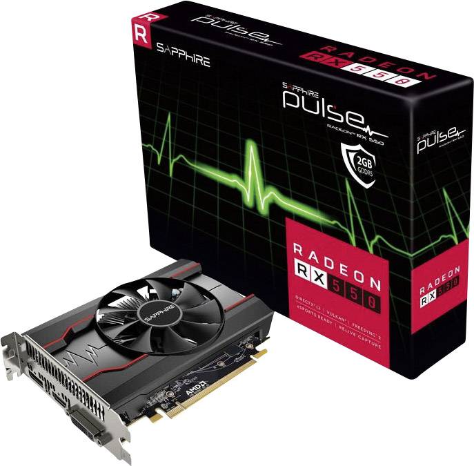 Sapphire Grafikkarte AMD Radeon RX 550 Pulse 2 GB GDDR5-RAM PCIe x16 HDMI™, DVI, DisplayPort