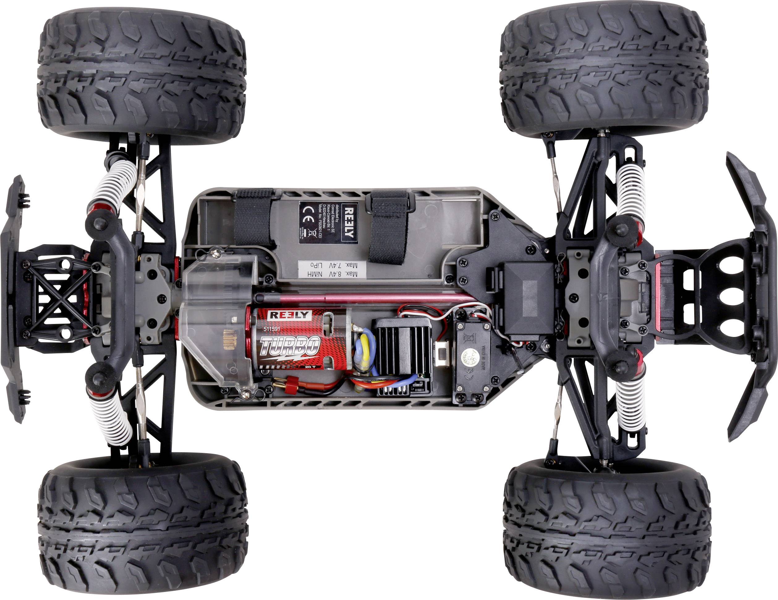 Reely NEW1 Brushed 1:10 RC Modellauto Elektro Monstertruck Allradantrieb (4WD) 100% RtR 2,4GHz inkl. Akku, Ladegerät und