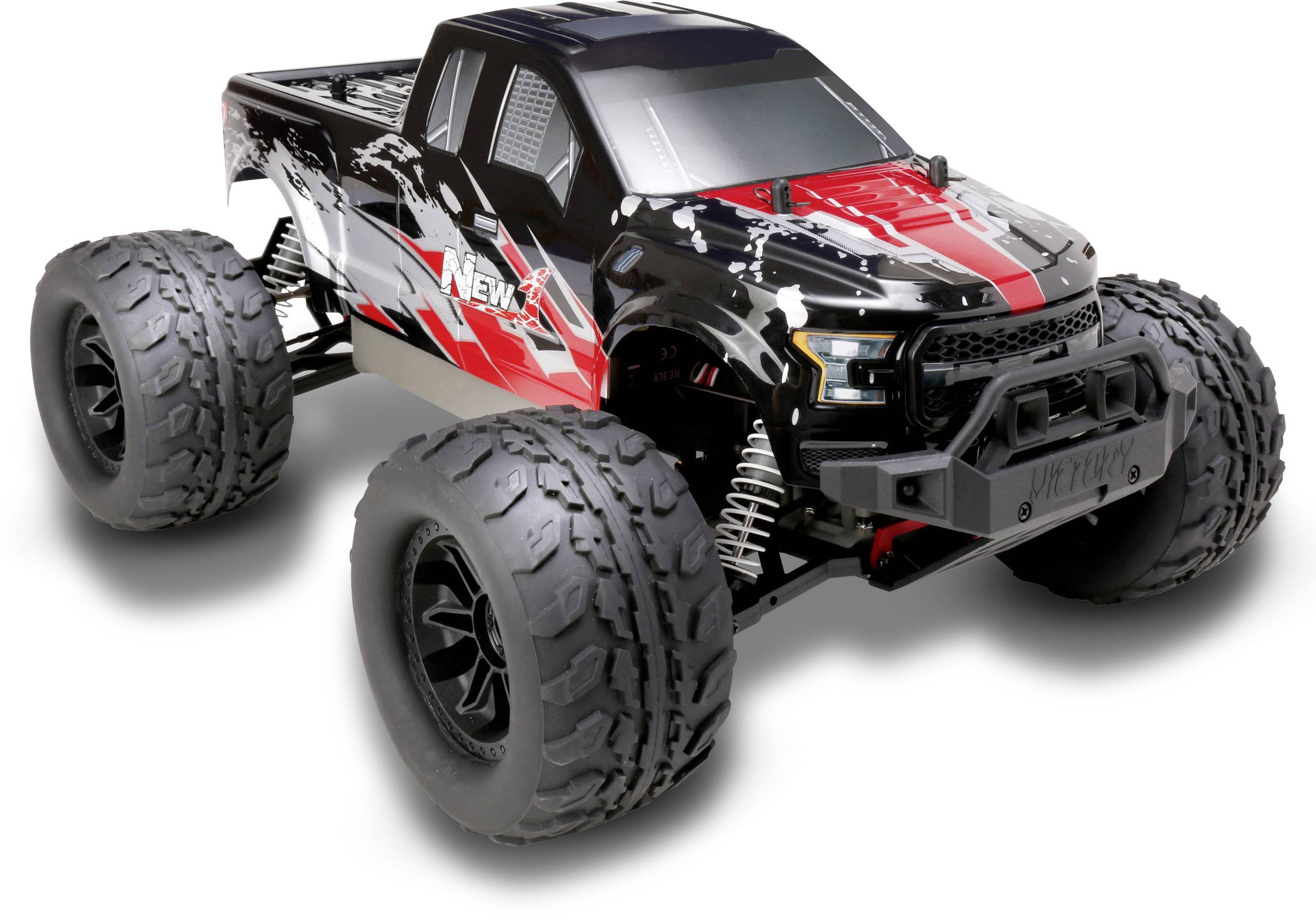 Reely NEW1 Brushed 1:10 RC Modellauto Elektro Monstertruck Allradantrieb (4WD) 100% RtR 2,4 GHz inkl. Akku, Ladegerät und Senderbatterien
