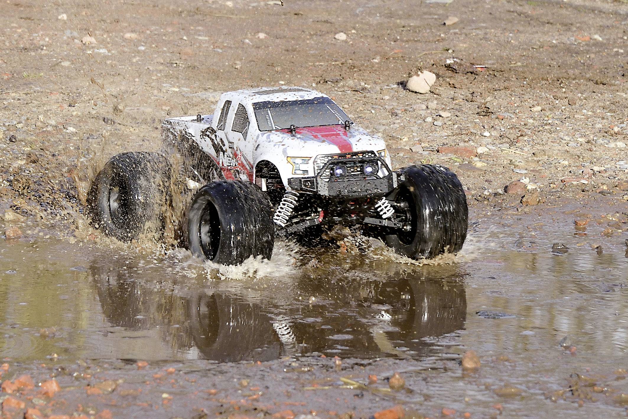 Reely NEW1 Brushless 1:10 RC Modellauto Elektro Monstertruck Allradantrieb (4WD) 100% RtR 2,4 GHz inkl. Akku, Ladegerät und Senderbatterien