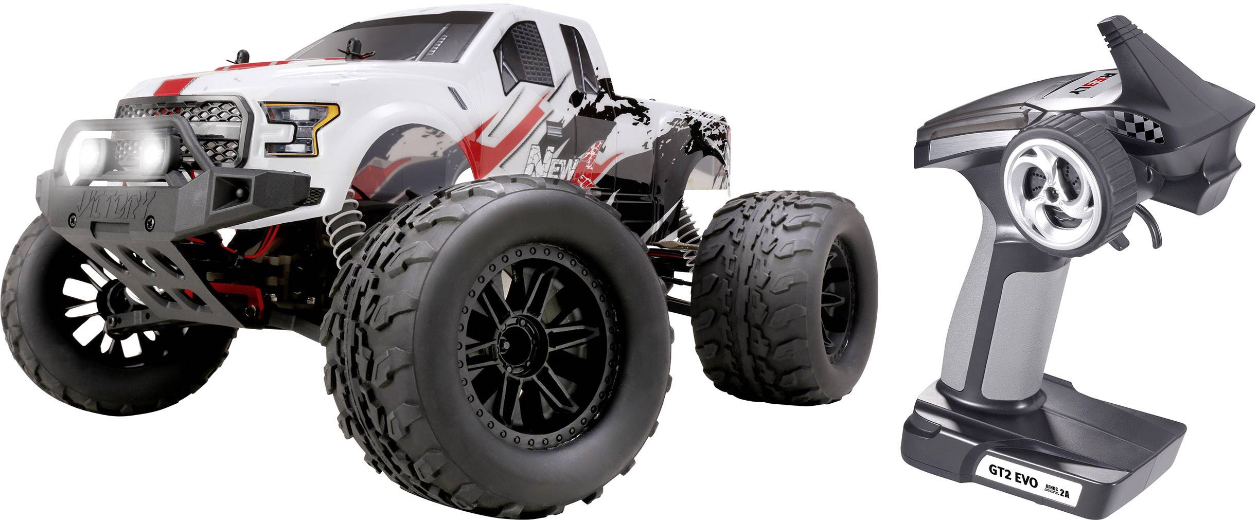 Reely NEW1 Brushless 1:10 RC Modellauto Elektro Monstertruck Allradantrieb (4WD) 100% RtR 2,4 GHz inkl. Akku, Ladegerät und Senderbatterien