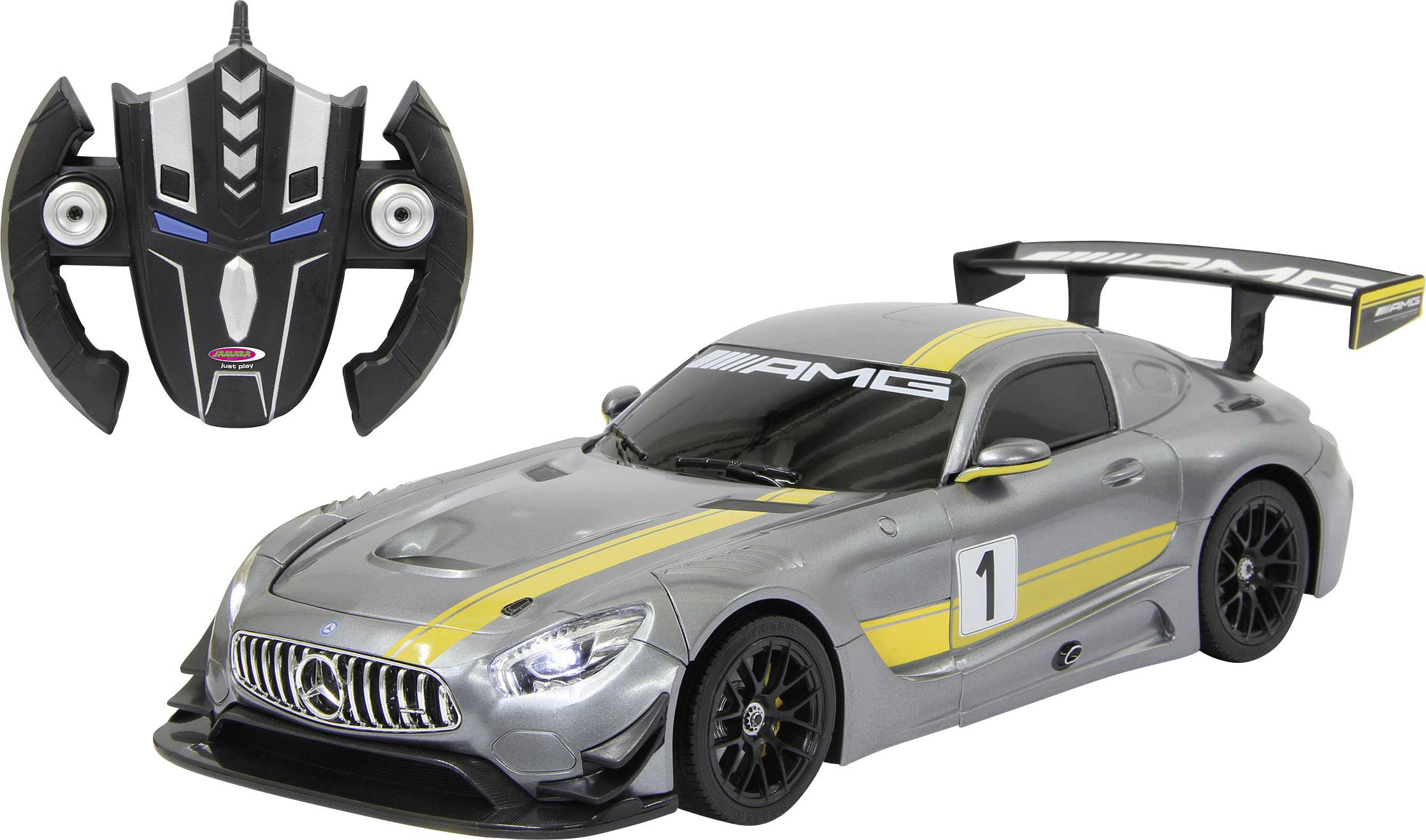 Jamara 410028 Mercedes AMG GT3 grau 1:14 RC Einsteiger Modellauto Elektro Straßenmodell