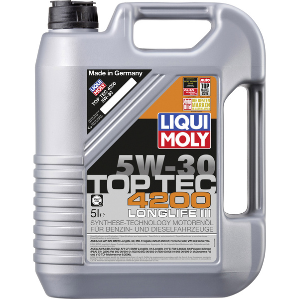 Liqui Moly 3706 5W-30 Top Tec 4200 Longlife III Motoröl 1l - Motorenöle  Gasbetriebene Fahrzeuge - Liqui Moly - Öl Marken - Öle 
