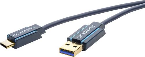 Clicktronic USB 2.0 Anschlusskabel [1x USB 3.0 Stecker A - 1x USB-C™ Stecker] 1.00m Blau