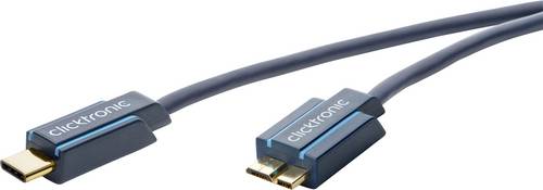 Clicktronic USB 3.1 Anschlusskabel [1x USB 3.0 Stecker Micro B - 1x USB-C™ Stecker] 1.00m Blau