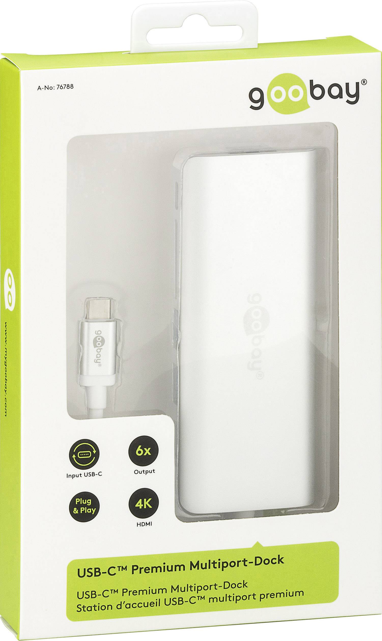 Goobay 6 Port USB-Kombi-Hub mit USB-C® Stecker, Metallgehäuse Silber