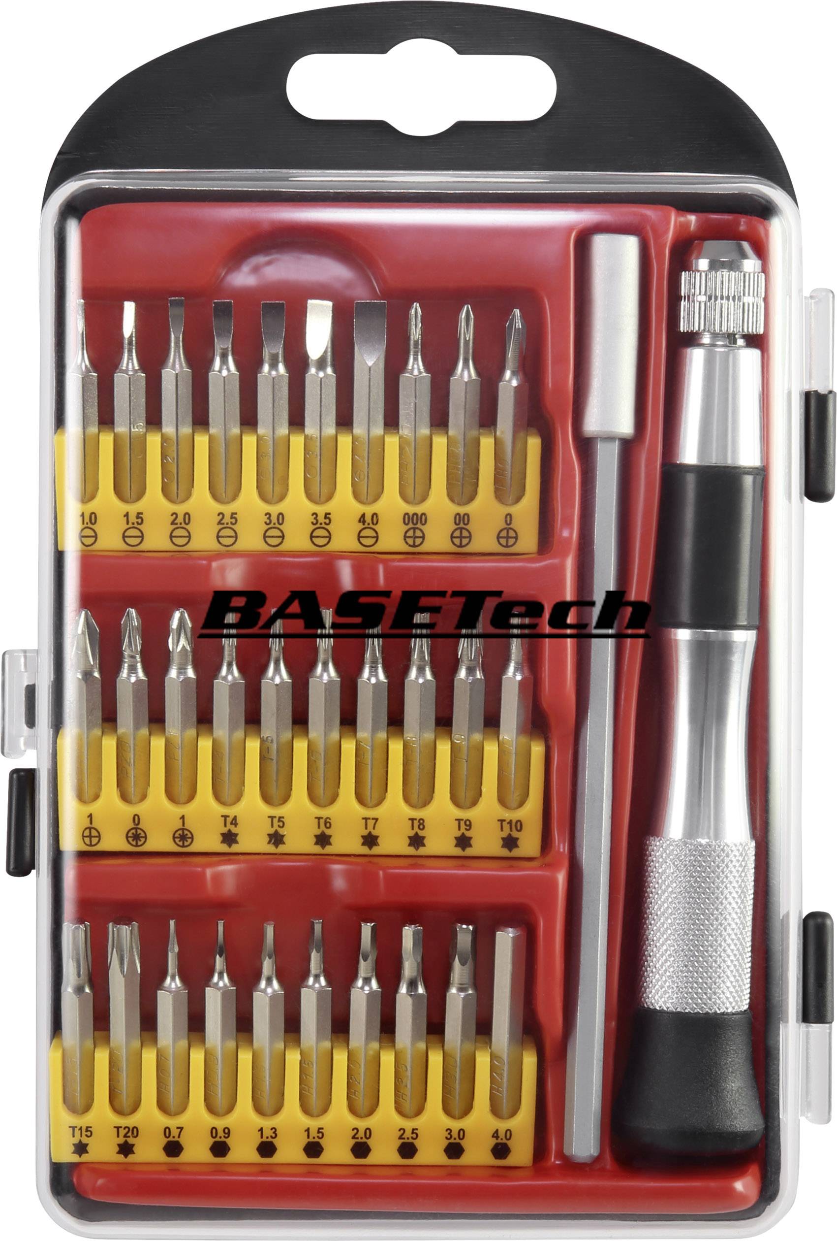 Basetech 1551464 Bit-Set 32teilig Kreuzschlitz Phillips, Schlitz, Kreuzschlitz Pozidriv, Innen-Sechsrund (TX), Innen-Sechskant