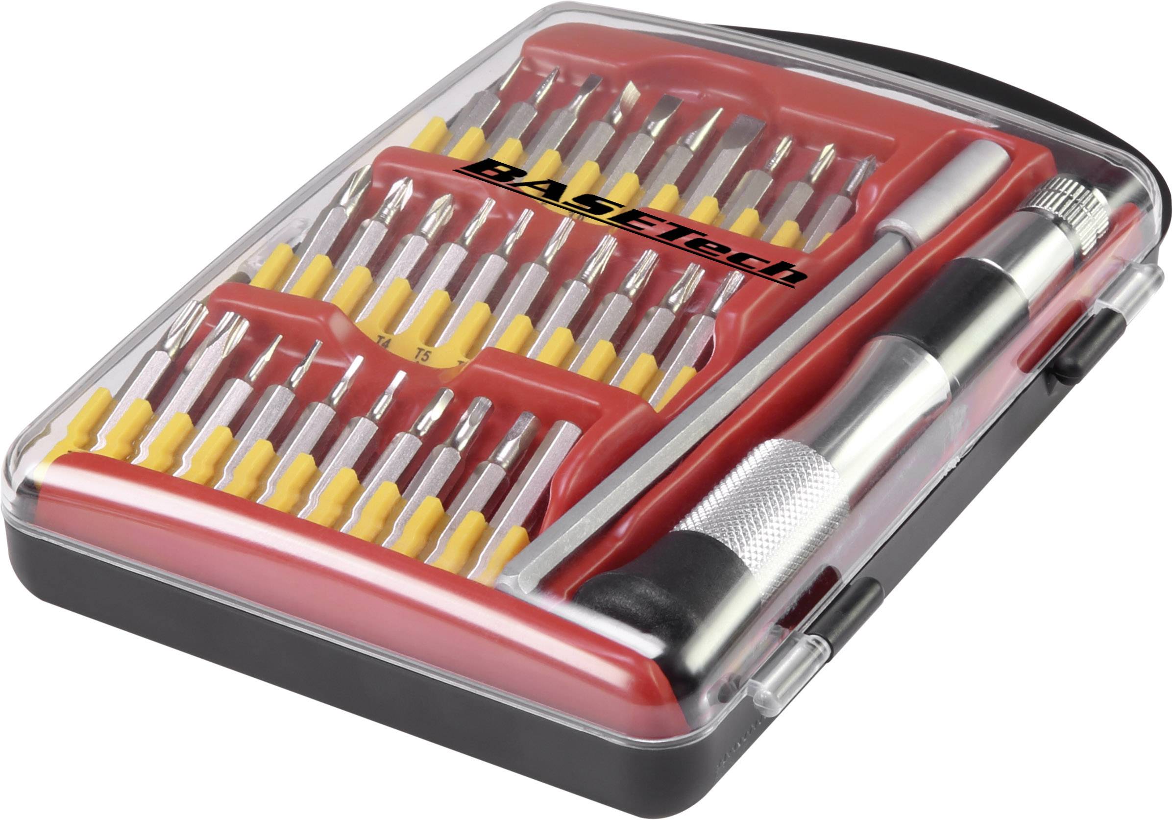 Basetech 1551464 Bit-Set 32teilig Kreuzschlitz Phillips, Schlitz, Kreuzschlitz Pozidriv, Innen-Sechsrund (TX), Innen-Sechskant