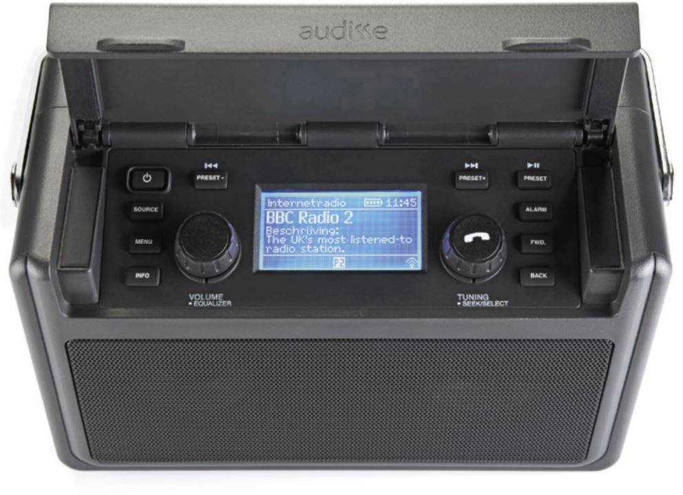 Audisse Shirudo Internet Baustellenradio DAB+, UKW Bluetooth®, Internetradio, USB, AUX Akku-Ladefunktion, Freisprechfunktion