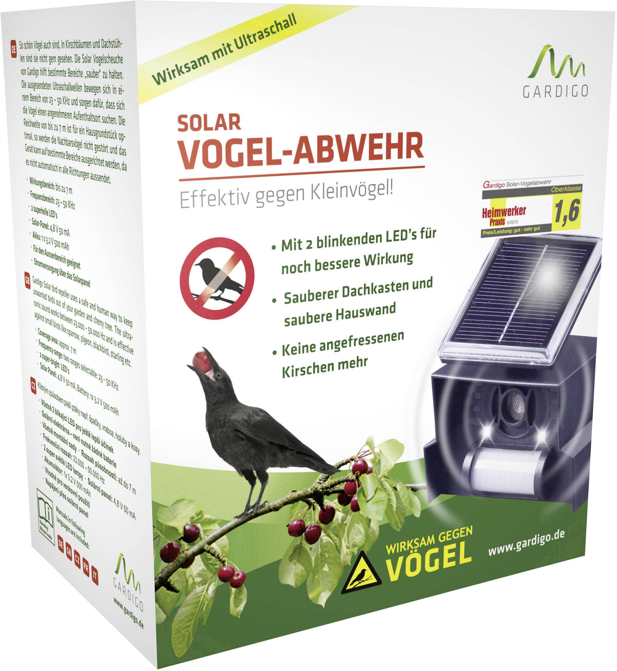 Gardigo Solar Repeller Vogelvertreiber Funktionsart Multifrequenz, LED-Licht 1St.