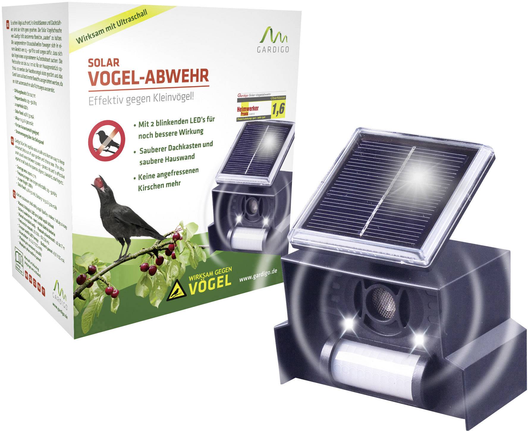 Gardigo Solar Repeller Vogelvertreiber Funktionsart Multifrequenz, LED-Licht 1St.