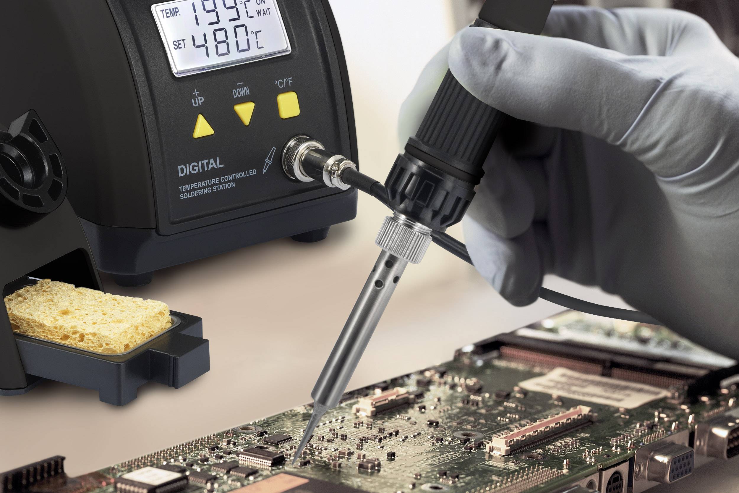 TOOLCRAFT ZD-8916 Lötstation digital 60W 160 - 480°C inkl. Ablage, inkl. Entlötsaugpumpe