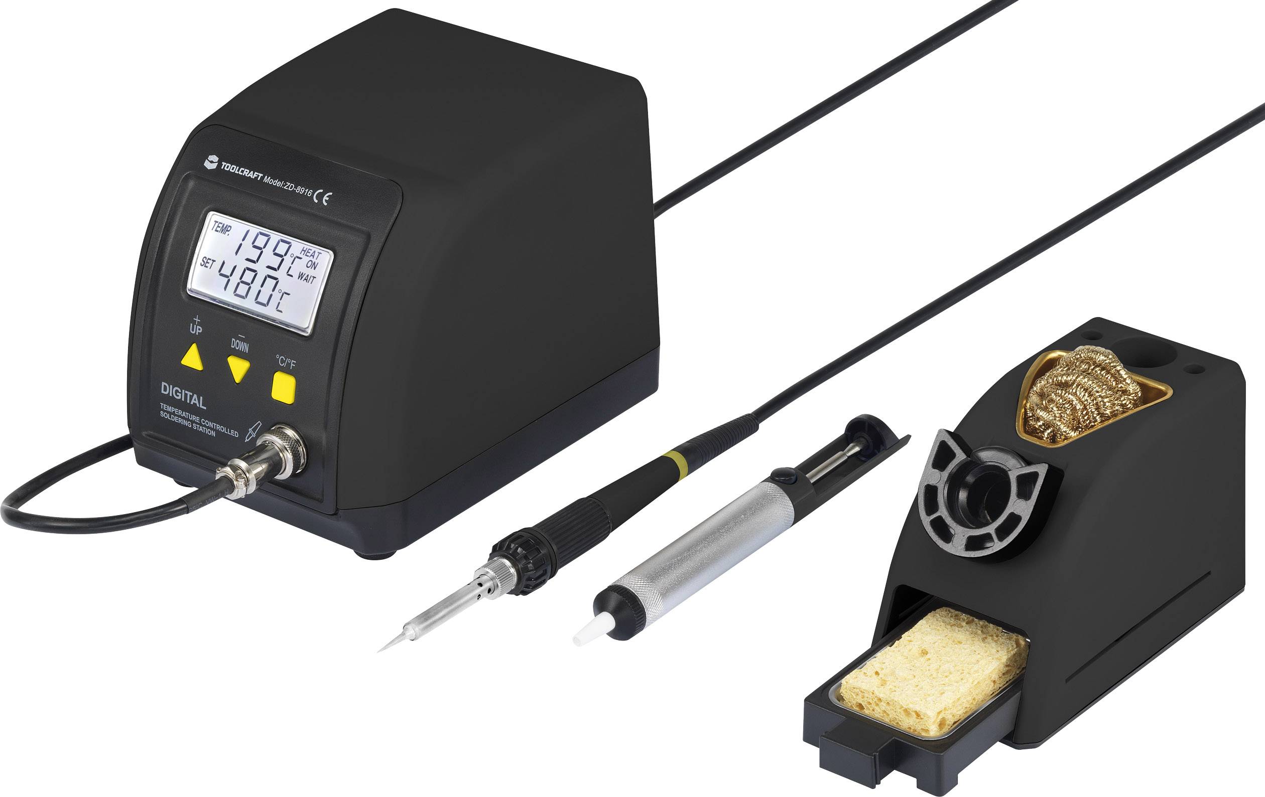 TOOLCRAFT ZD-8916 Lötstation digital 60W 160 - 480°C inkl. Ablage, inkl. Entlötsaugpumpe