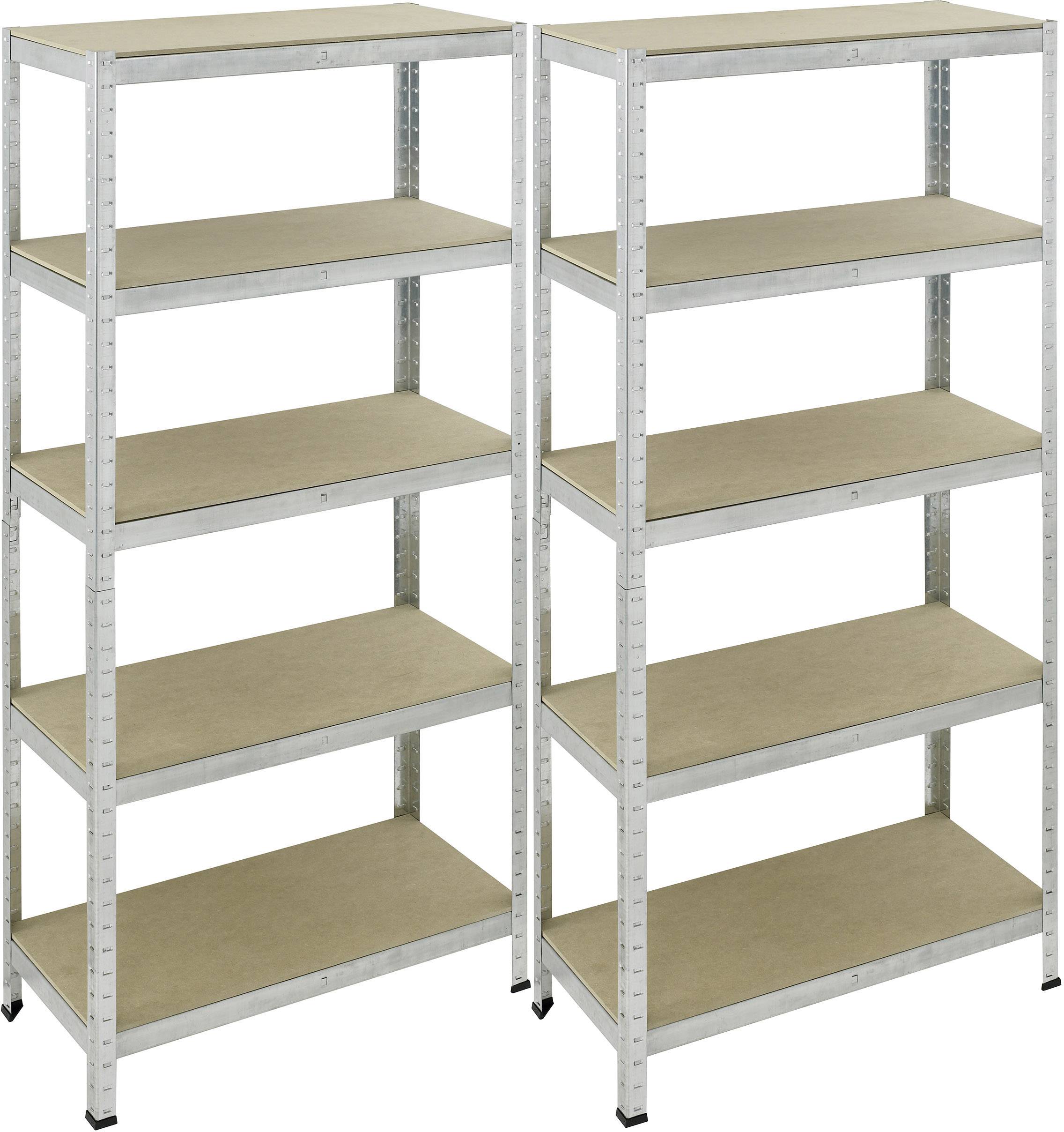 Pro-bau-tec® Schwerlastregal 175kg (B x H x T) 900 x 1800 x 400mm verzinkt Holzboden