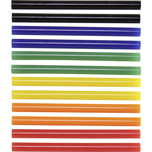 TOOLCRAFT TC-7200X12C Bâtons de colle 7 mm 100 mm bleu, rouge, vert, jaune 53 g 12 pc(s)