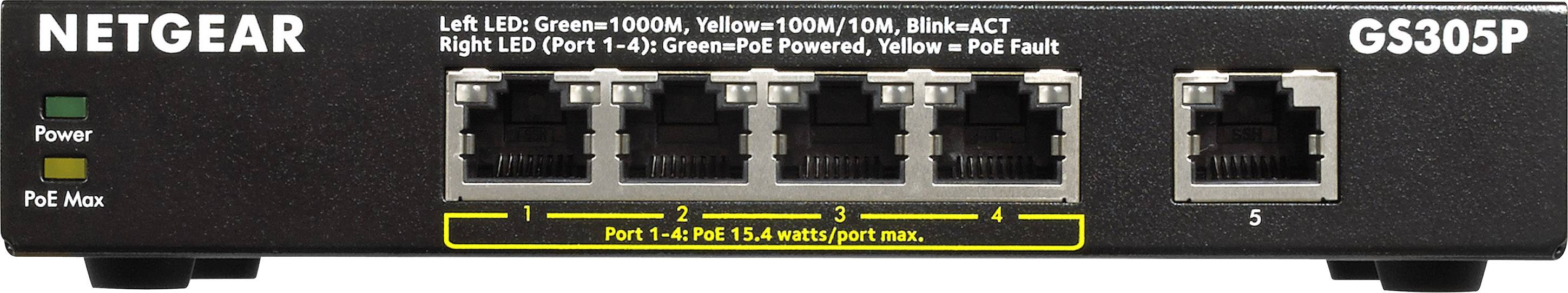 Netgear GS305P-100PES Netzwerk Switch 5 Port 1 GBit/s PoE-Funktion