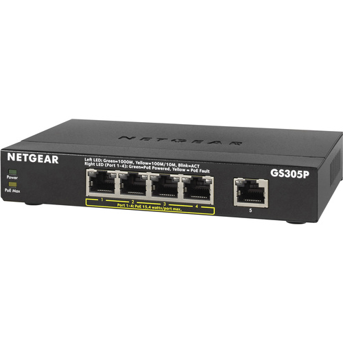 Netgear GS305P-100PES Netzwerk Switch 5 Port 1 GBit/s PoE-Funktion