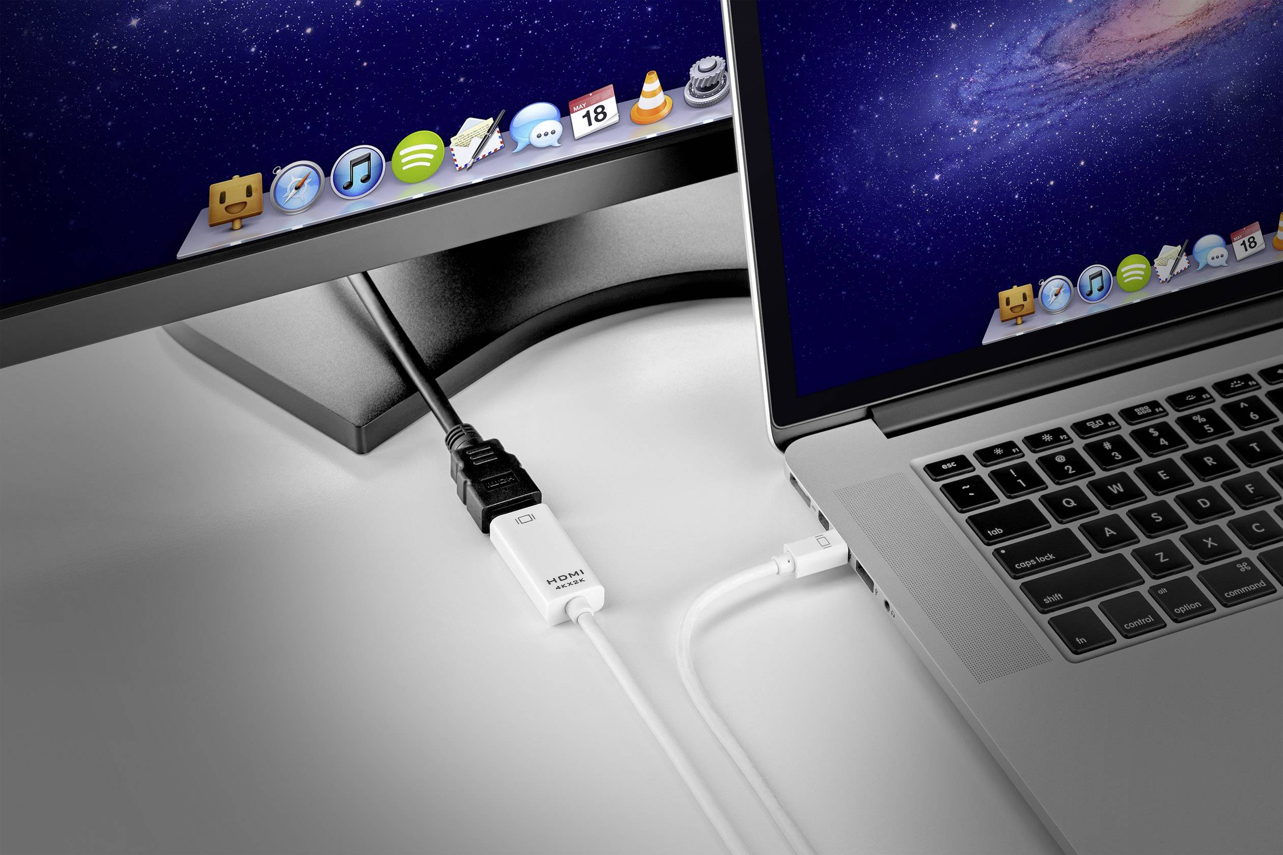 Renkforce Mini-DisplayPort / HDMI Adapterkabel Mini DisplayPort Stecker, HDMI-A Stecker 1.80m Weiß RF-4660902 vergoldete