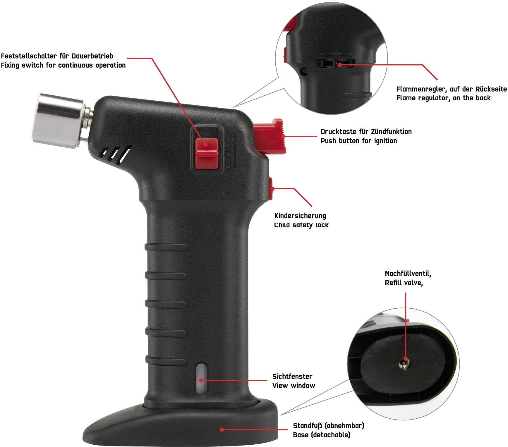 TOOLCRAFT TC-FT-300 Gasbrenner 1300°C 45 min inkl. Piezozünder, ohne Gasflasche 1St.
