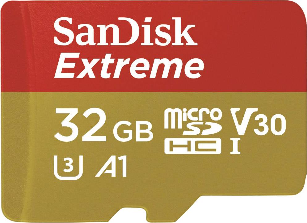 SanDisk Extreme® Action Cam microSDHC-Karte 32 GB Class 10, UHS-I, UHS-Class 3, v30 Video Speed Class inkl. SD-Adapter, A1-Leistungsstandard
